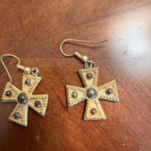 Source Unknown Jewelry - Gold-Tone Cross Earrings